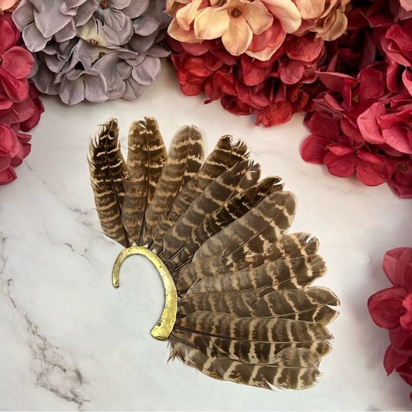 Bohemian Tribal Feather Gold Ear Cuff Earring - Picture 6 of 15